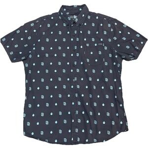 Dirtybird Campout Short Sleeve All Over Print Button Up Field Shirt Size XL